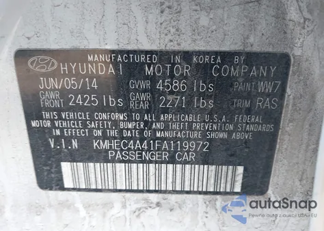 2015 Hyundai Sonata Hybrid Limited z USA, uszkodzony, nr VIN KMHEC4A41FA119972